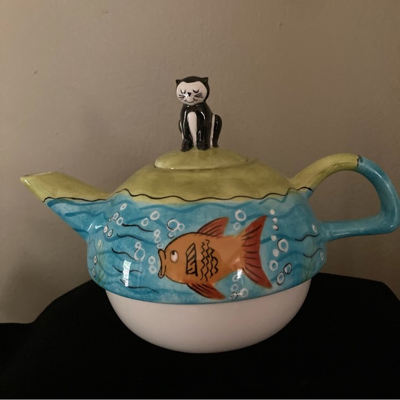 Vintage Cat Ceramic Teapot - Picture 1 of 5